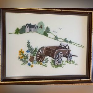 Vintage Crewel Embroidery - Framed